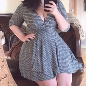 Blue Mossimo 3/4 Sleeve Fauxe Wrap Mini Dress